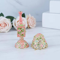 Enamel Flower Lamp Box Rhinestone Accents Decorative Lamp Trinket Box Desktop Decoration Home Decor for Desk, Dressing Table