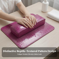 2 Pieces Waterproof Manicure Hand Rest Set Comfortable Support Snakeskin Pattern Hand Pillow Easy to Clean for Manicurists, Home, Travel