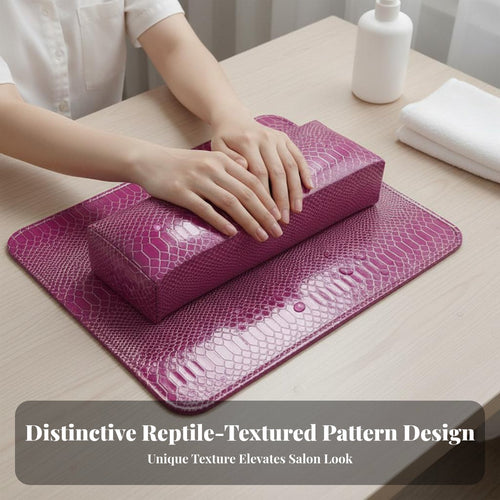 2 Pieces Waterproof Manicure Hand Rest Set Comfortable Support Snakeskin Pattern Hand Pillow Easy to Clean for Manicurists, Home, Travel