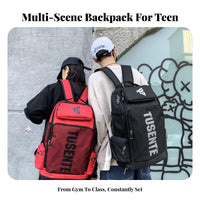 Multi-Compartment Large Capacity Sports Backpack Long-Lasting Oxford Material Letter Print School Bag Versatile Carry Options