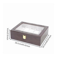 Watch Organizer Box Gold-Tone Clasp Wooden Watch Box White Lined