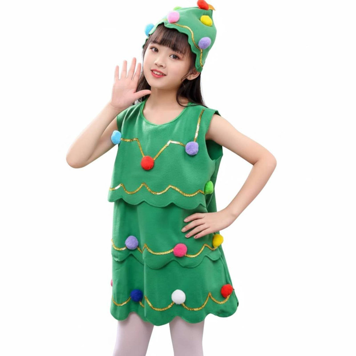 Christmas Tree Dress Set stellar Headband Included Christmas Tree Costume for Girls