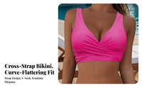 Stretchy Material Cross Swim Top Removable Pads Cross Back Swim Top Flattering Fit for Adults, Teens, Summer, Swimming