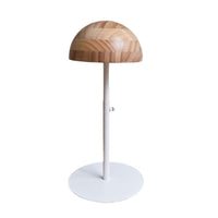 Wooden Hat Form Wood Grain Finish Hat Display Stand Metal Base