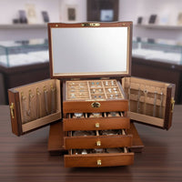 Wooden Jewelry Box Vintage Design Jewelry Box with Mirror Lock and Key