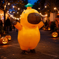 Inflatable Capybara Costume Brown Details Cartoon Capybara Suit Breathable Inflatable Animal Costume for Adults