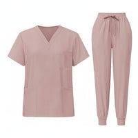 Nurse Attire Set Multi-Pocket V-Neck Scrub Set Soft and Comfortable