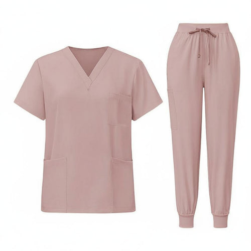 Nurse Attire Set Multi-Pocket V-Neck Scrub Set Soft and Comfortable