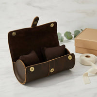 Crazy Horse Leather Watch Pouch Scuff Protection Leather Travel Watch Case Suede Wristwatch Holder Strong Attractive Clasp