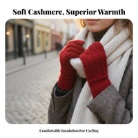 Cashmere Five-Finger Gloves Soft Texture All-Gender Warm Gloves Winter Accessory Ribbed Knit Extended Wrist Coverage