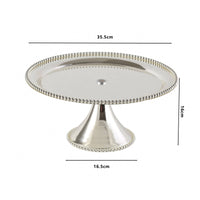 Beaded Trim Dessert Stand Sturdy Silver Pedestal Stand Food Safe