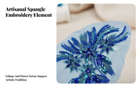 Fine Workmanship Peacock Tail Embroidery Embellishment Hand Sewn Application Sequin Feather Embellishment Elegant Design for Dancers