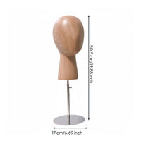 Wood Grain Hairpiece Stand Metal Base Hat Display Head Sturdy for Hair Stylists