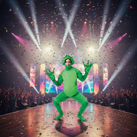 Frog Prince Costume Webbed Hands and Feet Full Body Frog Suit Funny Design Party Apparel for Men, Adults