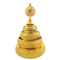 Tiered Mandala Plate Gilded Mandala Offering Plate Copper-Alloy for Display