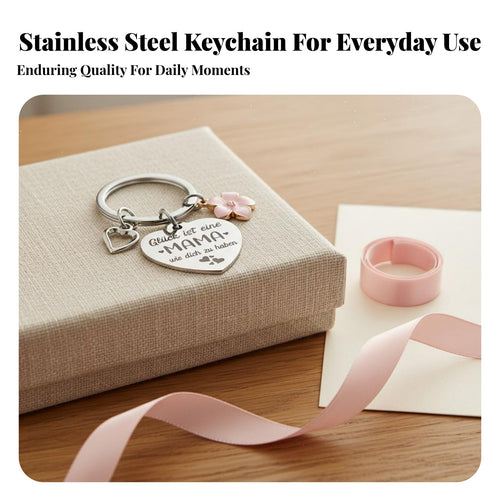 Mom Keychain Mother's Day Gift Stainless Steel Key Loop Polished Finish