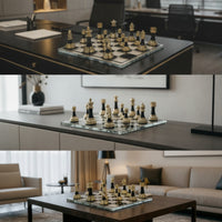 Chess Set with Board Decorative Chess Set Chessboard Glossy Lustrous for Adults, Study, Living Room