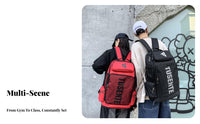 Multi-Compartment Large Capacity Sports Backpack Long-Lasting Oxford Material Letter Print School Bag Versatile Carry Options