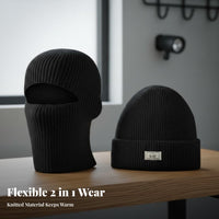 Ear Protection Balaclava Knit Hat Windproof 2 in 1 Balaclava Beanie Thermal for Cyclists, Outdoor Enthusiasts, Winter Sports, Skiing, Hiking