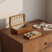Double Layer Jewelry Box Solid Wood Storage Gift Idea for Women