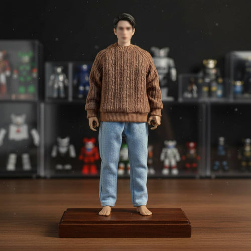 1/6 Scale Sweater Long-Lasting Material 1/6 Scale Figure Clothes Round Neck Doll Top Oversized Fit Miniature Knit Pullover