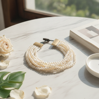 Layered Pearl Necklace Cultured Layered Necklace Stacked for Women