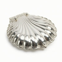 Clam Shell Dish Polished Shell-Shaped Plate Coastal Fruit Bowl with Base for Living Room