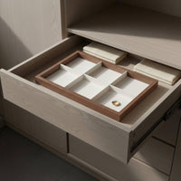 Walnut Wood Grain Organizer Dustproof Glass Lid Jewelry Organizer Jewelry Storage Container Elegant Design