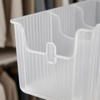 Divided Storage Box Open Top 4 Compartment Organizer Box Ribbed Sides