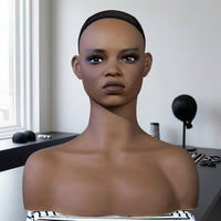 PVC Mannequin Bust Dark Brown Hairpiece Mannequin Head Mesh Cap