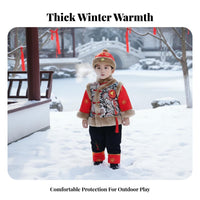 Children's traditional Chinese Tang Suit Set, padded, phoenix embroidery, festive New Year costume