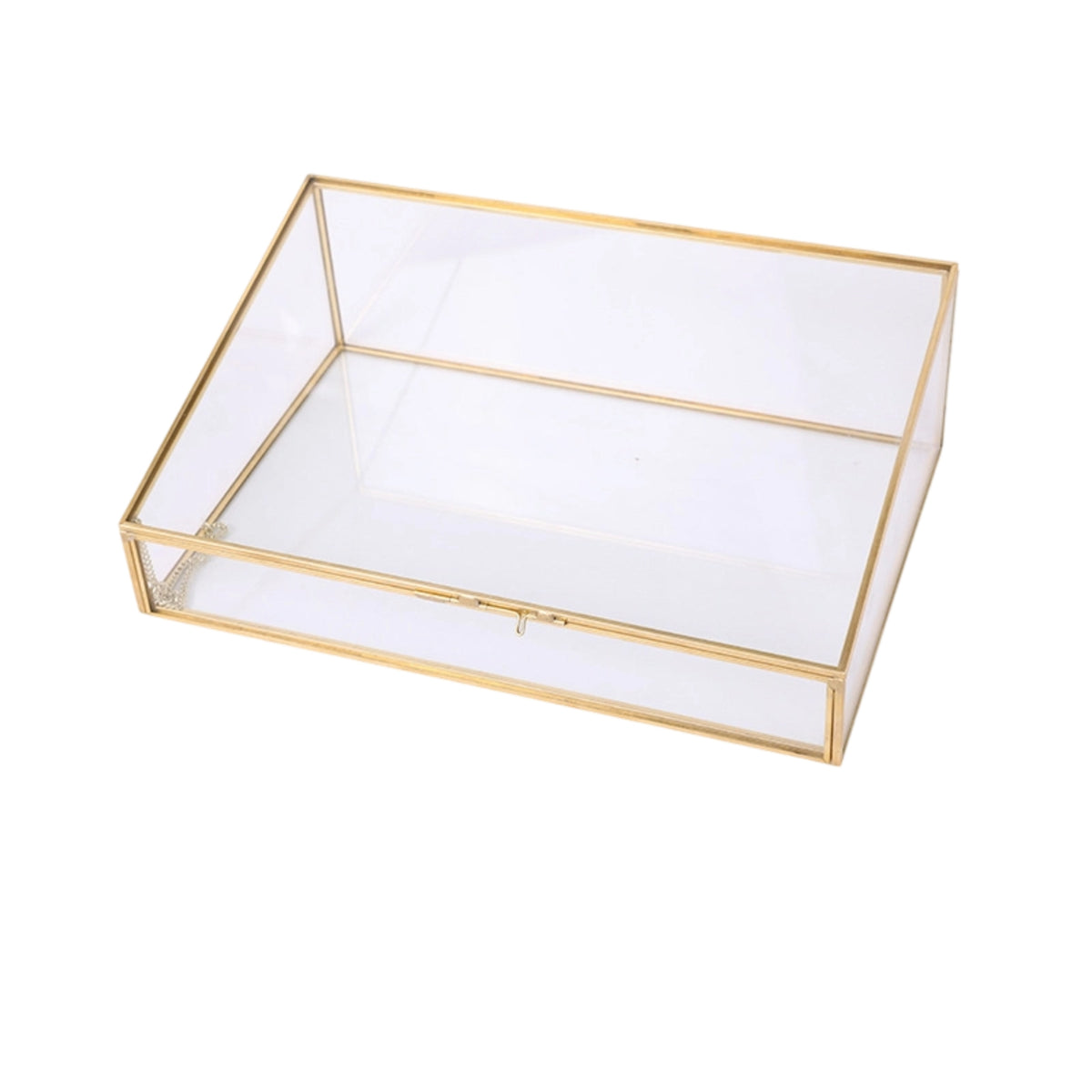 Jewelry Box with Glass Panels Gold-Tone Jewelry Display Case Elegant for Dresser