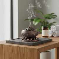 Metal Aromatic Resin Burner with Lid Multi-Functional Alloy Coil Aromatic Resin Burner Holder Antique Censer Promotes