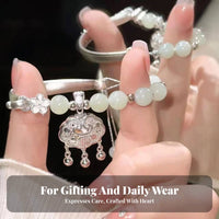 Longevity Lock Bracelet Good Luck Charm Half Bangle Half Chain Bracelet