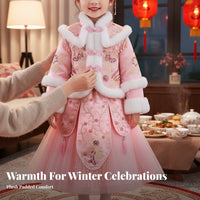 Girls Traditional Chinese Dress Set, Winter Thick Cheongsam, Padded Tang Suit, Warm Holiday Costume