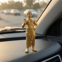 Gold Buddha Statue Muscular Standing Figurine Luxurious Accent