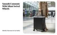 USB Charging Port Carry-on Luggage with Lighted Mirror Built-in Cup Holder Rolling Makeup Suitcase Wet and Dry Separation Pockets for Women
