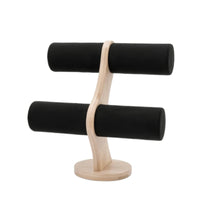 T-Shaped Display with Wooden Base Sturdy Jewelry Accessory Stand Weighted