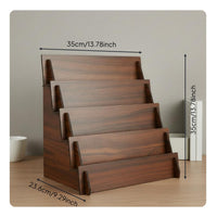 Wooden Card Display Solid Wood Wooden Greeting Card Holder Space Saving Stepped Countertop Organizer for Retail Counter, Office Desk