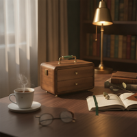 Jewelry Box with Drawers Walnut Wooden Jewelry Box Compact for Vanity