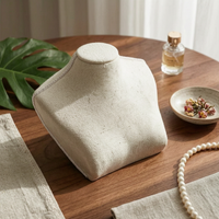 Necklace Display Bust Linen-Covered Necklace Bust Display Stand clothWrapped Pendant Chain Holder