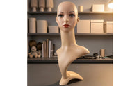 Female Mannequin Head Detachable Female Display Bust Tall Neck