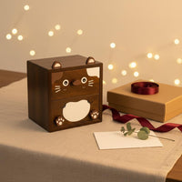 Cute Wooden Makeup Organizer Sturdy Wood Desktop Organizing Drawers Cartoon Creature Desk Cabinet No Assembly Required for Girls