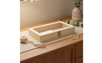 Wooden Display Box Metal Latch Rectangular Wood Shadow Box for Crafters