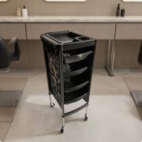 Hairdressing Storage Trolley Molded Compartments Salon Storage Trolley Tool Graphics