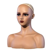 Visible Ears Smooth Surface Female Bust Mannequin PVC Mannequin Display Head