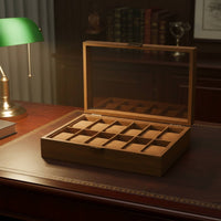 Wooden Watch Display Case Vintage Wood Grain Watch and Jewelry Organizer Soft Luxe Textile Lining Perfect Gift for Closet