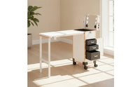 Fold-out Makeup Case with Table Portable Rolling Vanity Station Built-in Makeup Train Case with Drawers Professional for Studios