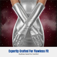 Sexy Patent Leather Gloves, Long Shiny Party Gloves, Cosplay Performance Accessory for Women
