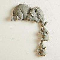 Resin Elephant Family Sculpture Symbolizes Maternal Love Mother and Young Elephant Statue Sentimental Gift Mother and 2 Young Elephants Sculpture